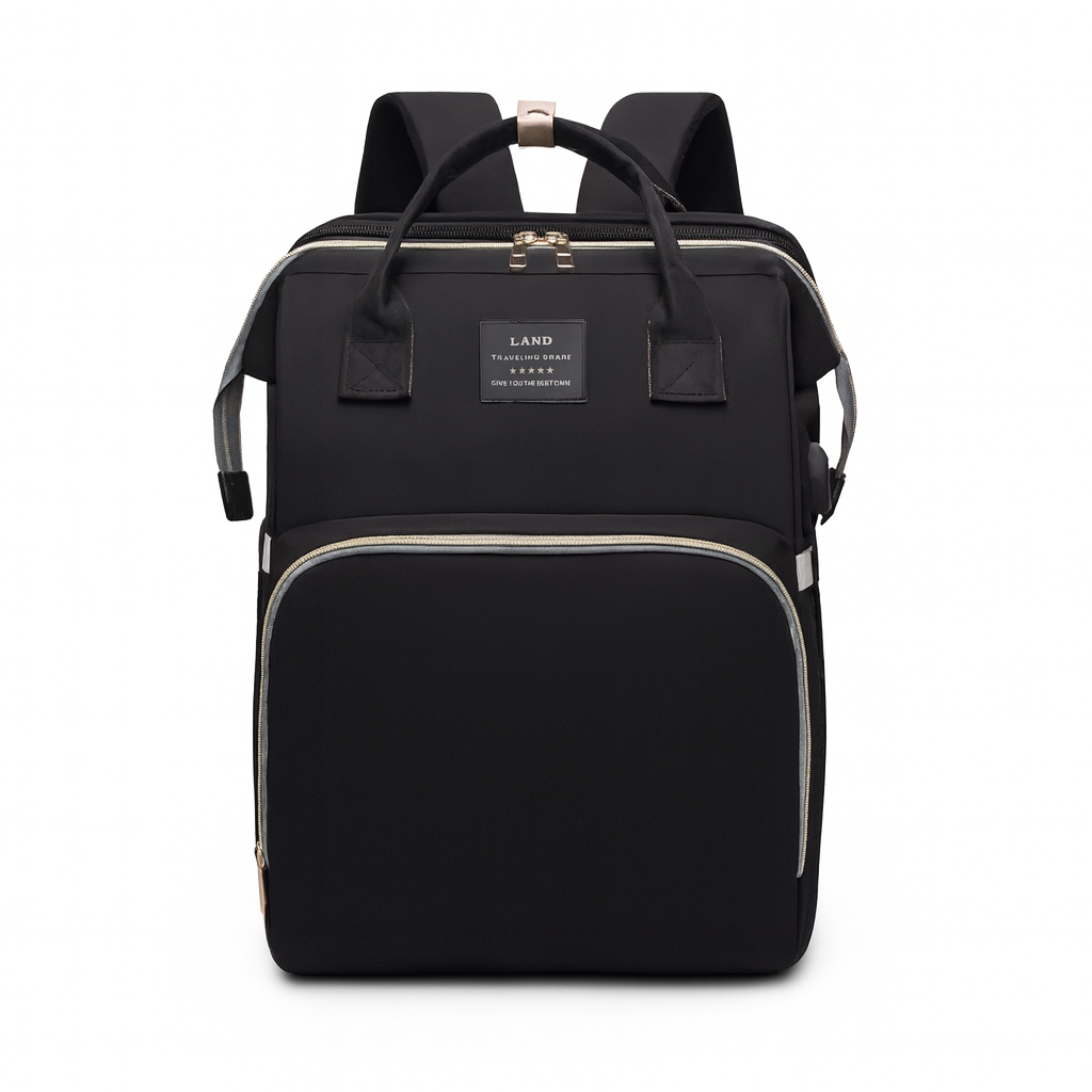 sac à langer lit avec matelas intégré et rangement BABYNOMADE NOIR