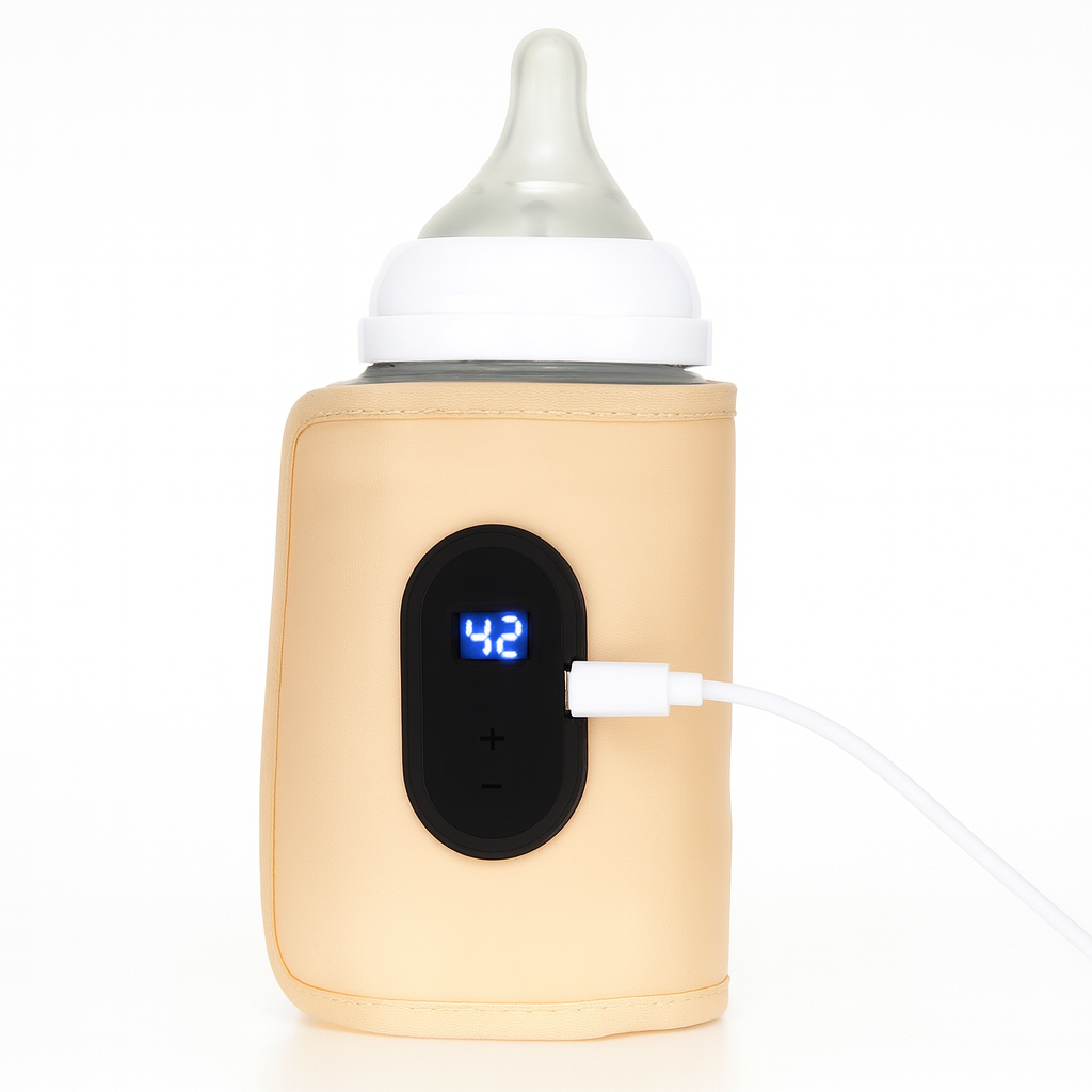 Chauffe-biberon compact portable beige, rapide et compatible biberons standards – BabyNomade
