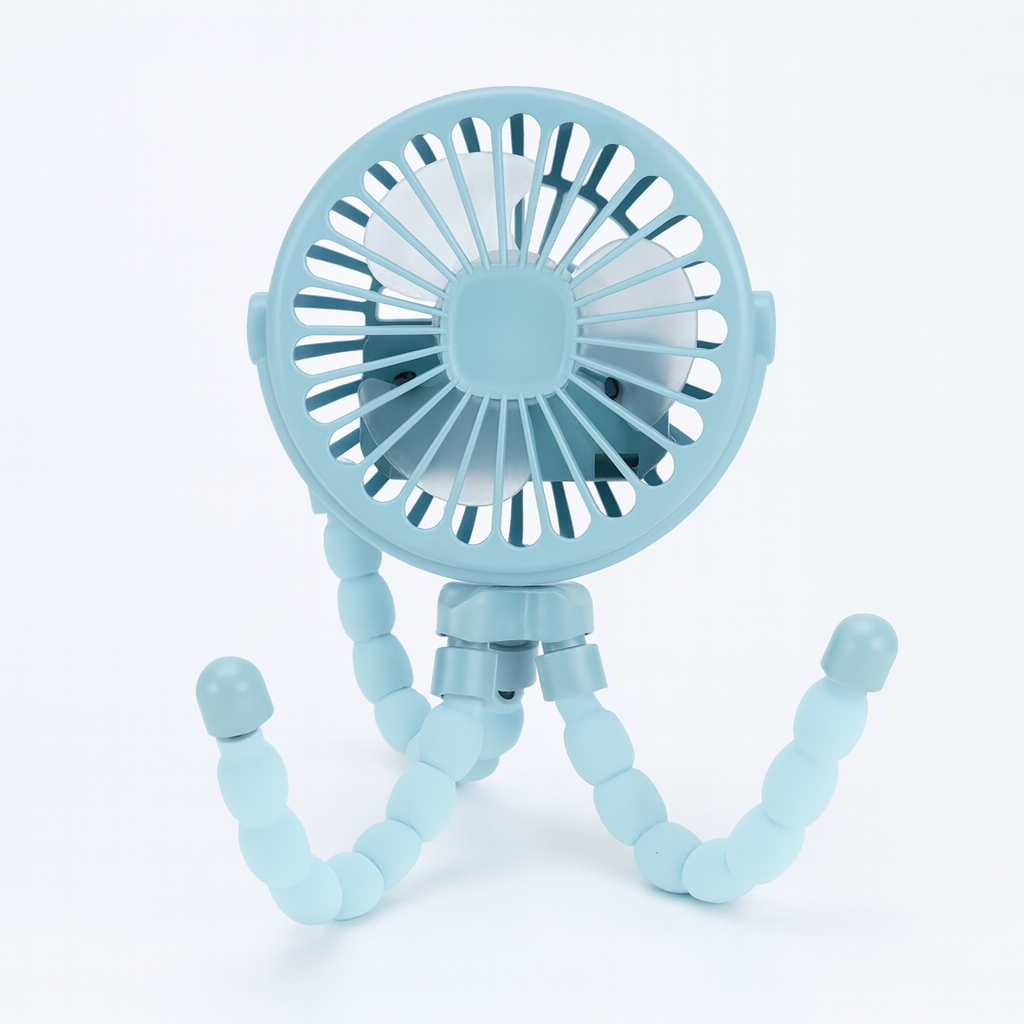 Mini ventilateur bébé nomade bleu clair, portable et rechargeable, 3 vitesses – BabyNomade