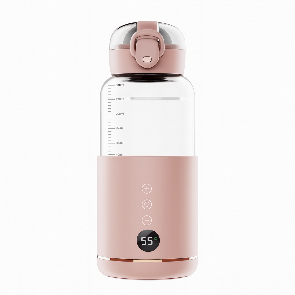 Chauffe-biberon premium portable rose, rapide avec contrôle de température – BabyNomade