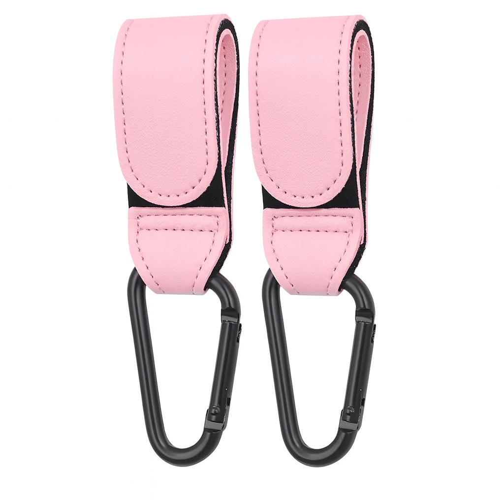 Crochets universels pour poussette rose en cuir PU et métal solide – BabyNomade