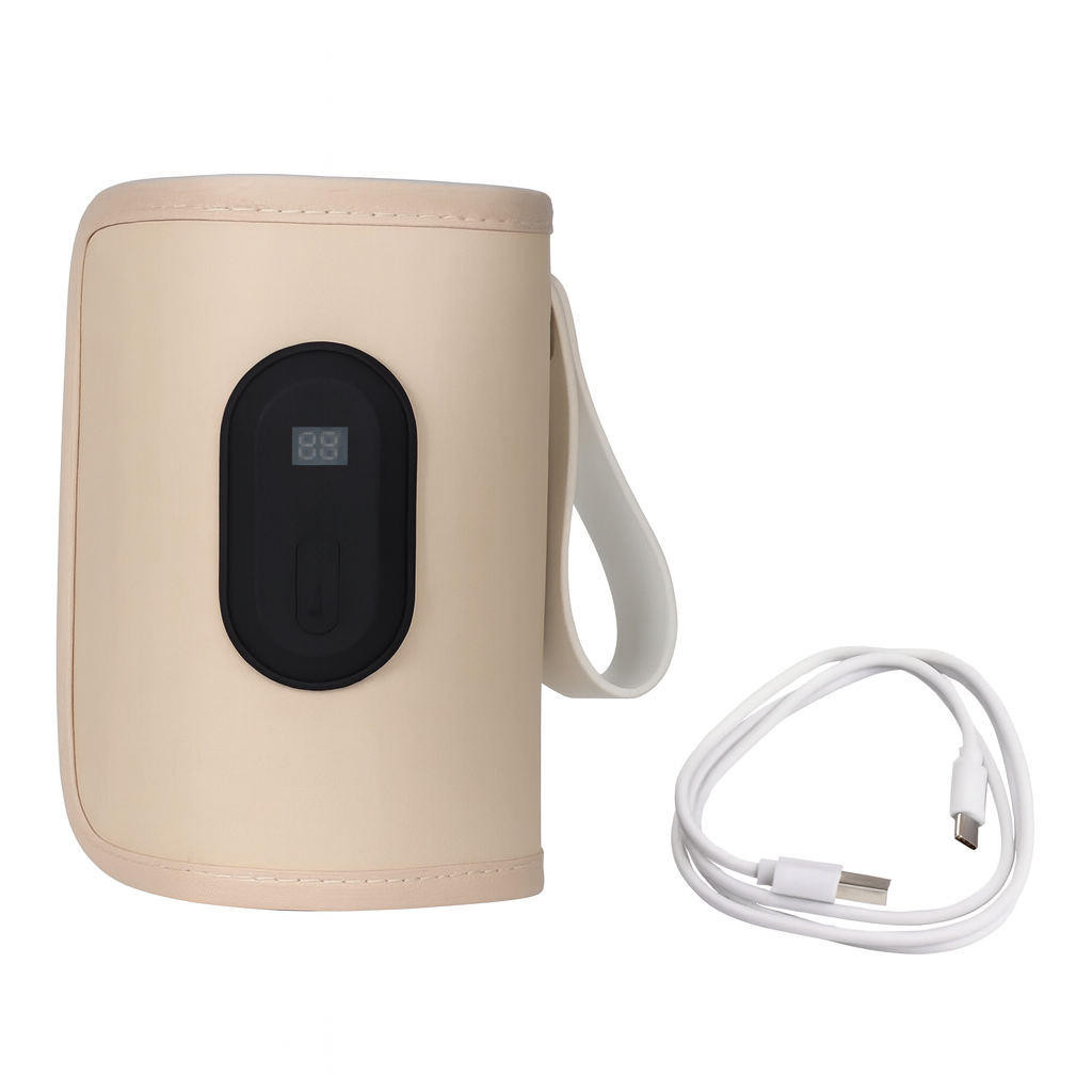 Chauffe-biberon compact portable beige, rapide et compatible biberons standards – BabyNomade